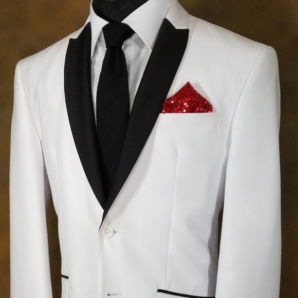 Men's Sequin Pre-Folded Pocket Square Insert - Red - Picture 2 of 8